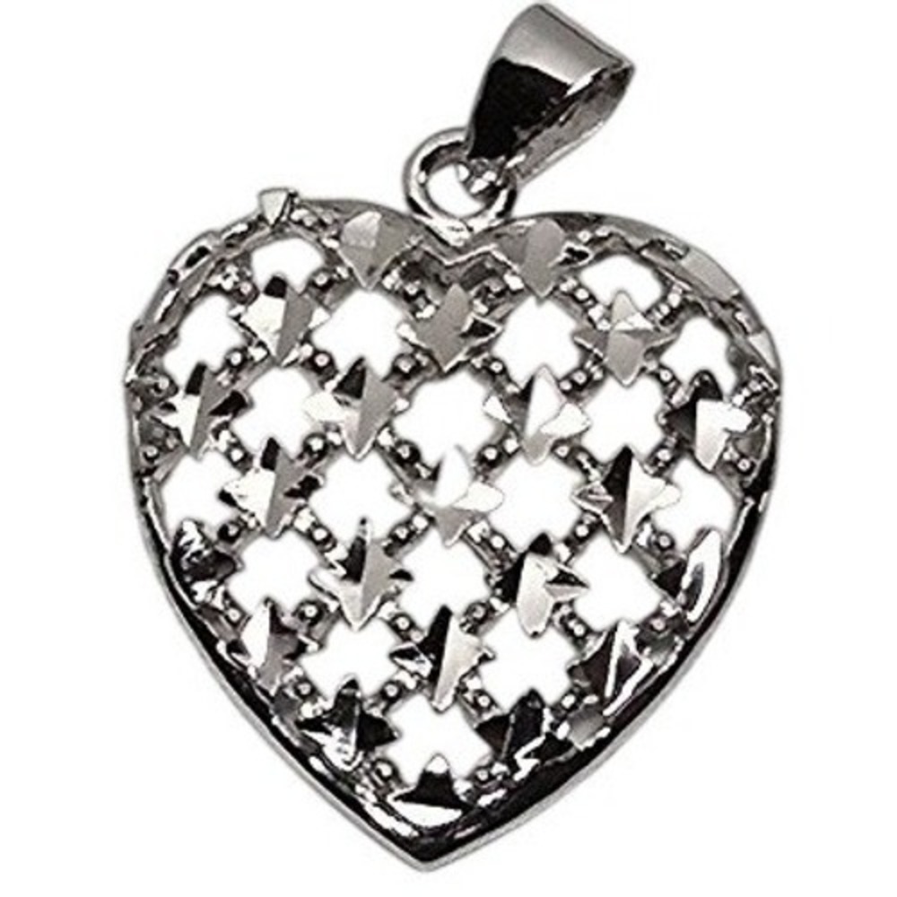 NEW Nothing But Hearts sterling silver Heart Pendant Filigree Textured Charm